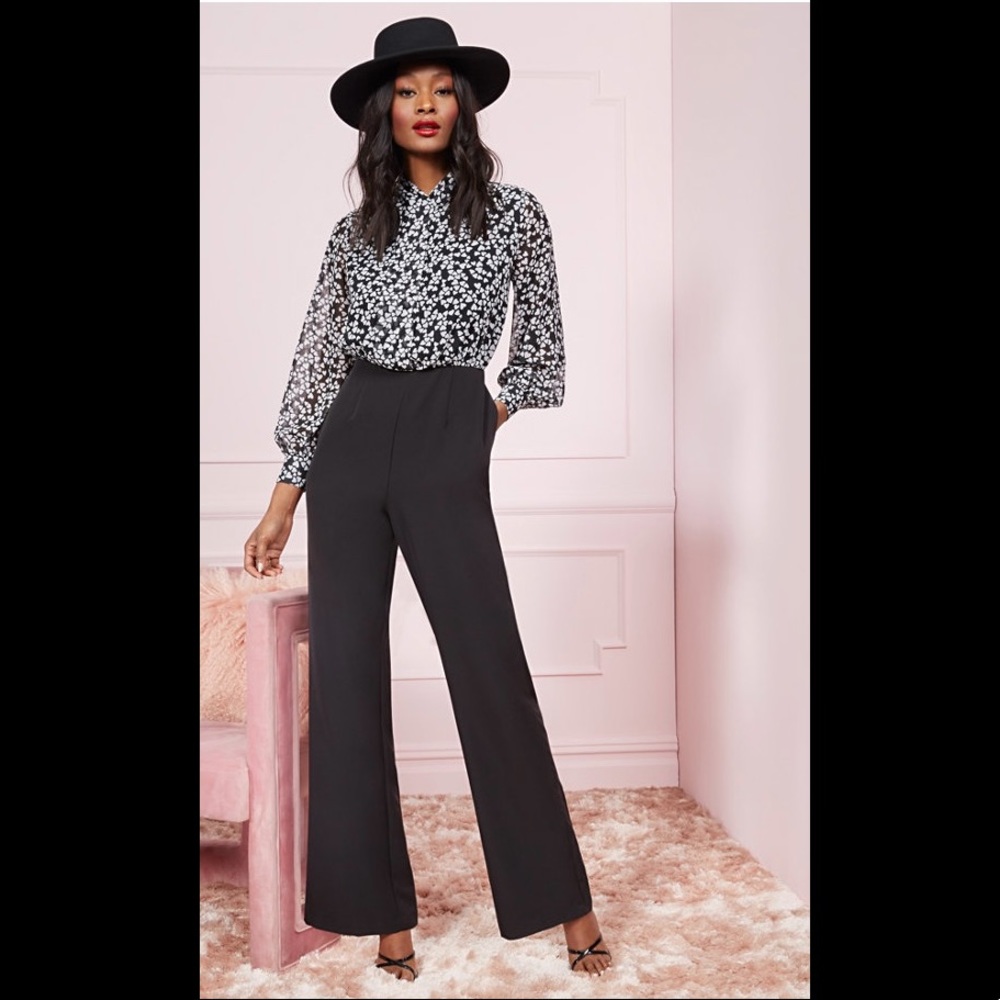 HEART-PRINT PLEATED-FRONT JUMPSUIT